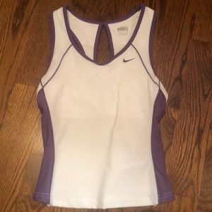 Nike Racerback Tennis White with Purple Bra Top NWT S
